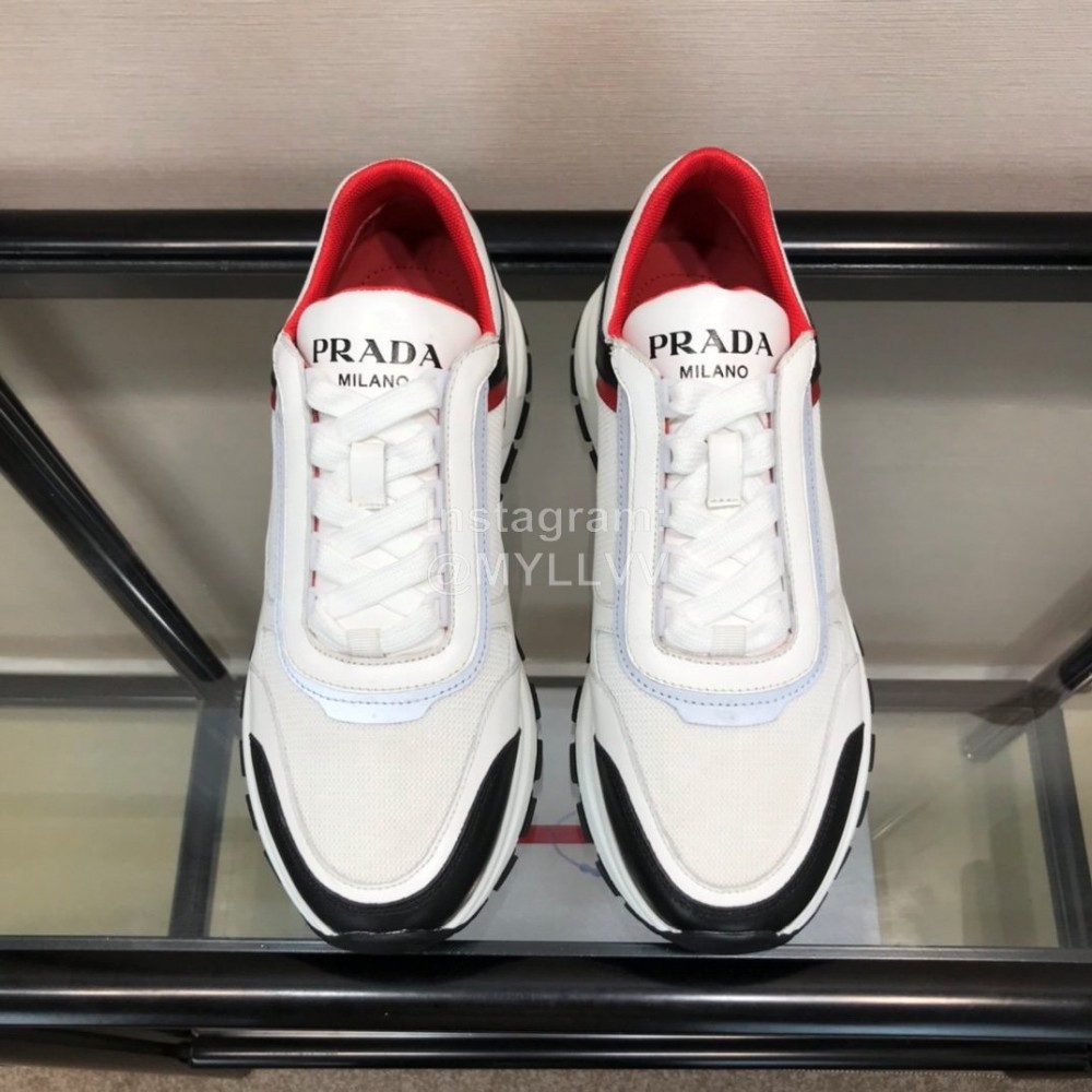Prada Cowhide Thick Soled Sneakers For Men Red
