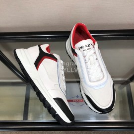 Prada Cowhide Thick Soled Sneakers For Men Red
