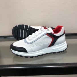 Prada Cowhide Thick Soled Sneakers For Men Red