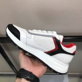 Prada Cowhide Thick Soled Sneakers For Men Red