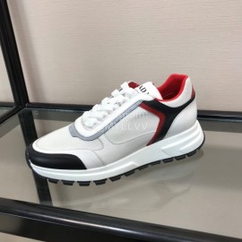 Prada Cowhide Thick Soled Sneakers For Men Red