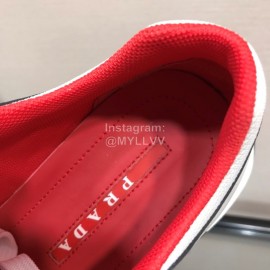 Prada Cowhide Thick Soled Sneakers For Men Red