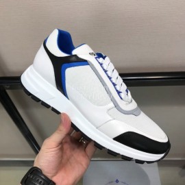 Prada Cowhide Thick Soled Sneakers For Men Blue