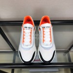Prada Cowhide Thick Soled Sneakers For Men Orange