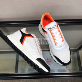 Prada Cowhide Thick Soled Sneakers For Men Orange
