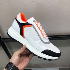 Prada Cowhide Thick Soled Sneakers For Men Orange