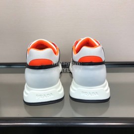 Prada Cowhide Thick Soled Sneakers For Men Orange