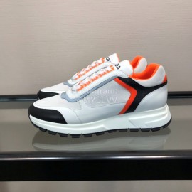 Prada Cowhide Thick Soled Sneakers For Men Orange
