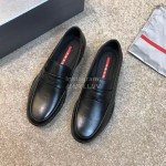 Prada Cowhide Casual Business Loafers For Men Black