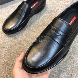 Prada Cowhide Casual Business Loafers For Men Black