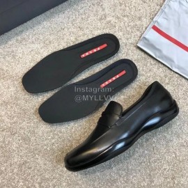 Prada Cowhide Casual Business Loafers For Men Black