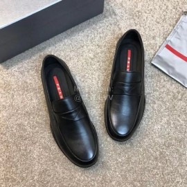 Prada Cowhide Casual Business Loafers For Men Black