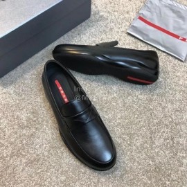 Prada Cowhide Casual Business Loafers For Men Black