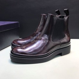 Prada Fashion Cowhide Chelsea Boots For Men Brown