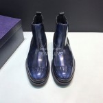 Prada Fashion Cowhide Chelsea Boots For Men Blue