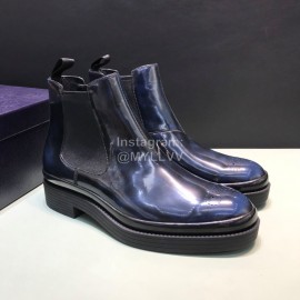 Prada Fashion Cowhide Chelsea Boots For Men Blue