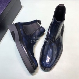 Prada Fashion Cowhide Chelsea Boots For Men Blue