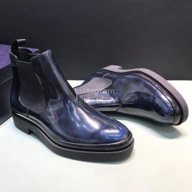 Prada Fashion Cowhide Chelsea Boots For Men Blue