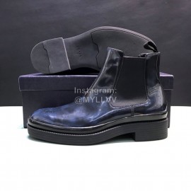 Prada Fashion Cowhide Chelsea Boots For Men Blue