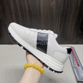Prada Calf Leather Thick Soled Sneakers For Men White