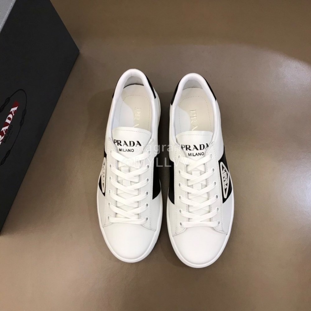 Prada Fashion Cowhide Lace Up Casual Sneakers For Men 