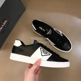 Prada Fashion Cowhide Lace Up Casual Sneakers For Men Black