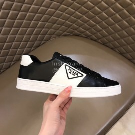 Prada Fashion Cowhide Lace Up Casual Sneakers For Men Black