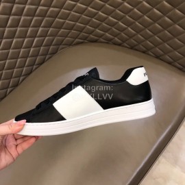 Prada Fashion Cowhide Lace Up Casual Sneakers For Men Black