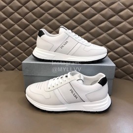 Prada Mesh Cowhide Casual Sneakers For Men White