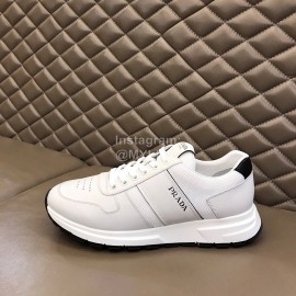 Prada Mesh Cowhide Casual Sneakers For Men White