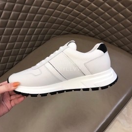 Prada Mesh Cowhide Casual Sneakers For Men White