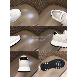Prada Mesh Cowhide Casual Sneakers For Men White