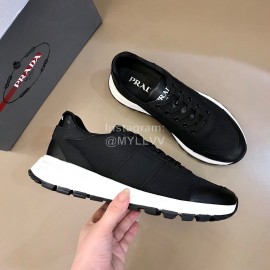 Prada Black Mesh Cowhide Casual Sneakers For Men 