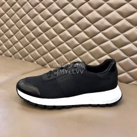 Prada Black Mesh Cowhide Casual Sneakers For Men 