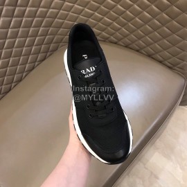 Prada Black Mesh Cowhide Casual Sneakers For Men 
