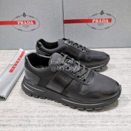 Prada Nylon Cowhide Casual Sneakers For Men Black