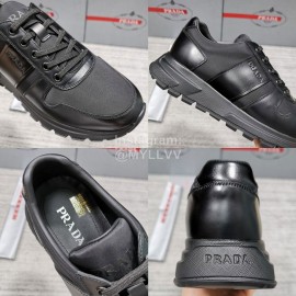 Prada Nylon Cowhide Casual Sneakers For Men Black