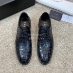 Prada Cowhide Lace Up Casual Shoes For Men Black
