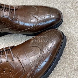 Prada Cowhide Lace Up Casual Shoes For Men Brown