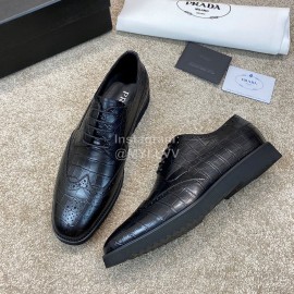 Prada Black Cowhide Lace Up Casual Shoes For Men