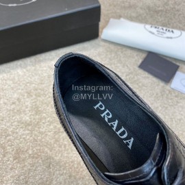 Prada Black Cowhide Lace Up Casual Shoes For Men