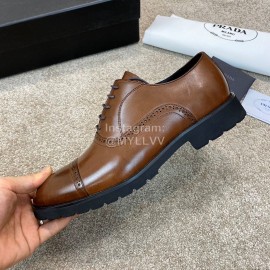 Prada New Cowhide Lace Up Casual Shoes For Men Brown