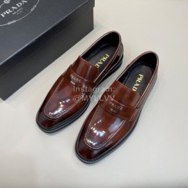 Prada New Cowhide Casual Loafers For Men Brown
