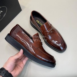 Prada New Cowhide Casual Loafers For Men Brown