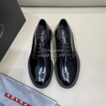 Prada Black Cowhide Lace Up Thick Soled Casual Shoes For Men 