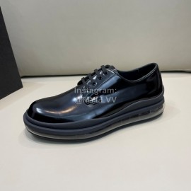 Prada Black Cowhide Lace Up Thick Soled Casual Shoes For Men 