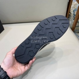 Prada Black Cowhide Lace Up Thick Soled Casual Shoes For Men 