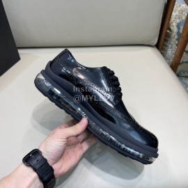 Prada Cowhide Lace Up Thick Soled Shoes For Men Black
