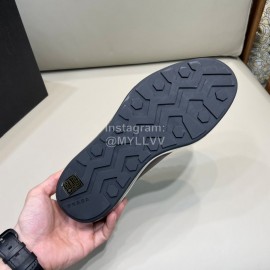 Prada Cowhide Lace Up Thick Soled Shoes For Men Reddish Brown