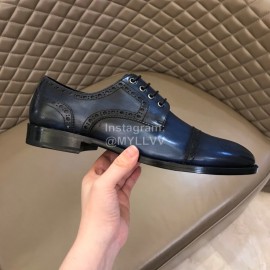 Prada Cowhide Casual Lace Up Business Shoes For Men Blue